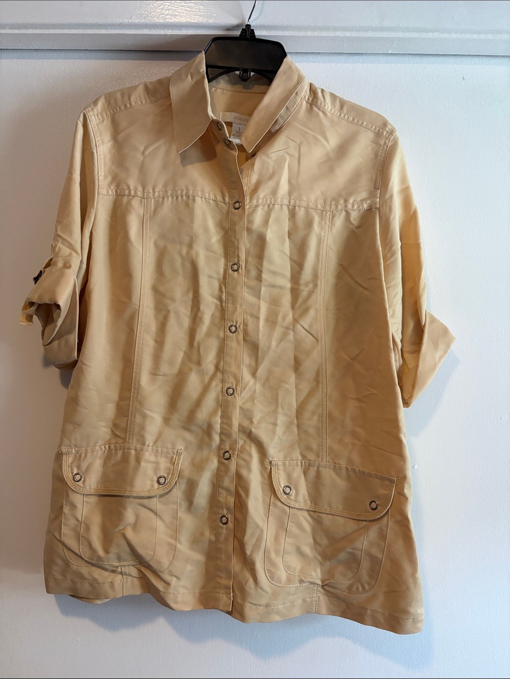 Light Tan Button-Front women’s Shirt Jacket